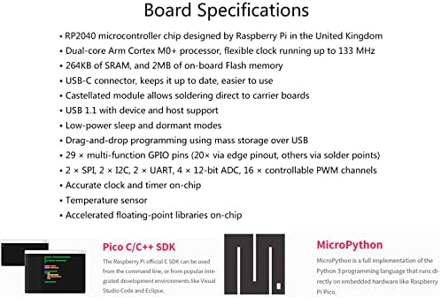 RP2040-Заплащане на микроконтролера Zero Pico на базата на мини-версия на Raspberry Pi MCU RP2040, двуядрен процесор Arm