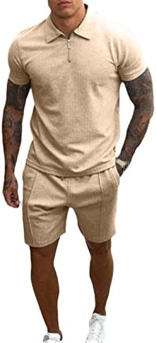 Модерен Мъжки Летен Спортен Костюм, Комплект от 2 теми, Мъжки Ежедневни Риза с къси ръкави + Шорти, Комплекти