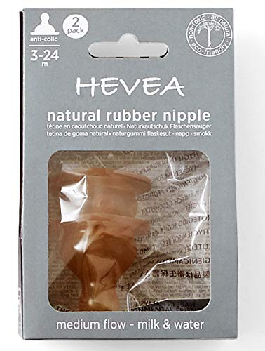 Зърната за бебешки бутилки HEVEA стандартно гърло - Зърната за стъклени бутилки от Средното текучество В две