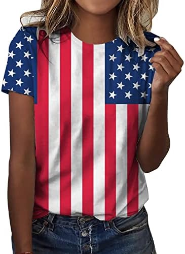 Патриотични Ризи за Жени, Тениска с Американския Флаг, Ежедневни Летни Блузи, тениски с Къс ръкав, Удобна Свободна Блуза, Топ
