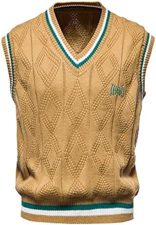 Мъжки Пуловер-Жилетка Без ръкави, Леки Жилетки Еднакво Задължителен за употреба с V-образно деколте, Пуловер,