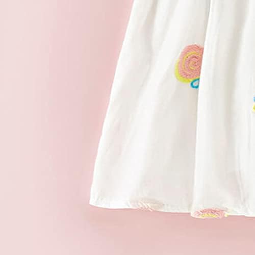 KAGAYD/ Лятна рокля за момичета, Дантелени рокли Без ръкави с цветен анимационен бродерия за малки момичета, Модни