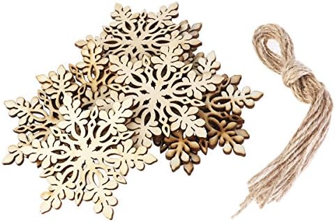 VORCOOL Коледно Дърво Подвесное украса във формата на Снежинки, Украса на Прочетеното, Недовършена, Дървен диск, Опаковка от