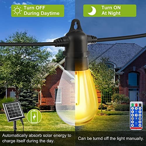 YOSION 62FT Слънчеви Водоустойчив Улични Струнни инструменти осветителни Тела с Дистанционно Управление, Зареждащи