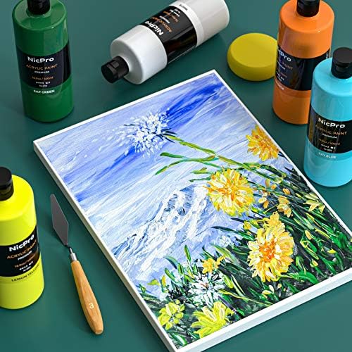 Nicpro 14 Цветове, Голям Съраунд Комплект Акрилни бои (16,9 мл, 500 мл) и 72 бр., Професионален Комплект за рисуване