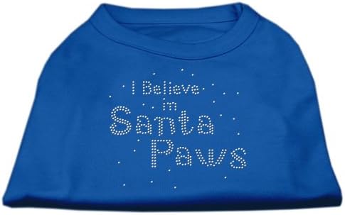 Mirage Pet Products 8-Инчов тениска с принтом Аз вярвам в лапите на Дядо Коледа за домашни любимци, X-Small, Синя