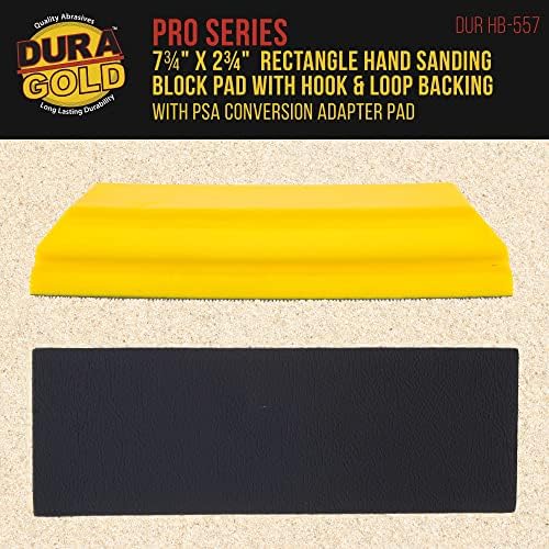 Dura-Gold Pro Series Правоъгълна 7-3/4 x 2-3/4 Ръчно Опесъчаване Блок с подплата под формата на куки и вериги и адаптер