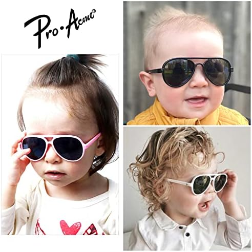 Детски Слънчеви Очила Pro Acme с Каишка на Гъвкави Меки Ръбове-Авиаторе с Защита от Uv 400 за Деца, Момчета и Момичета на Възраст от 0 до 24 Месеца