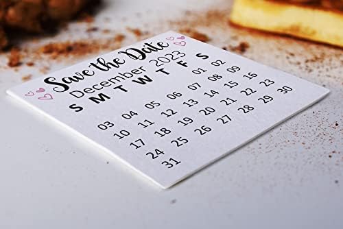 Оферта календар шаферките, Приятелка на булката запазва датата, Календарни картички със сърца, декември 2023,