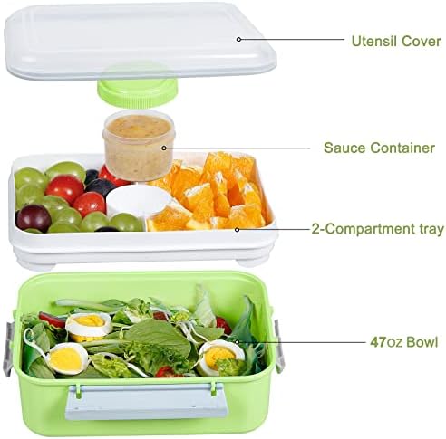shopwithgreen Комплект от 3 Съдове за съхраняване на салати, 47 грама, една кутия за bento с Подвижна Тава