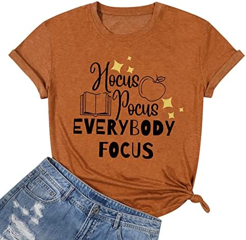 Тениска за учител на Хелоуин, Женска Тениска с Фокус-Покусом Everybody Фокус е Забавна Тениска За Учител На Хелоуин, Подарък
