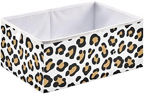 Кутии за съхранение във форма на куб с Леопардовыми петна CaTaKu Кафяви за Организиране, Правоъгълни Тъканни Куба За съхранение,