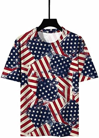 Момичето-Тийнейджър, Блузи С Графично Изображение на Знамето на САЩ, Капаци, с Лодка деколте, Риза С Къс Ръкав,