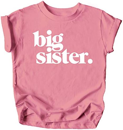 Ярка тениска с Надпис Bold Big Sister, посветена на Обявяването на раждането на братя и сестри, за момиченца, Дрехи за братя