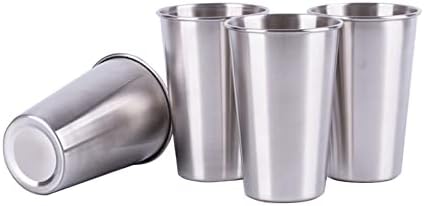 Mirenlife 4 Опаковки Пинтовых Чаши от Неръждаема Стомана с капацитет от 16 Унции, Чаши за Вода, Нечупливи, Штабелируемые, Метални