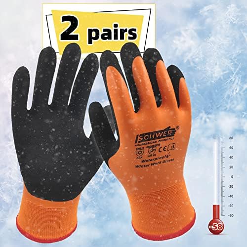 Schwer 2 Двойки Непромокаеми ръкавици за мъже и жени, Зимни Работни Ръкавици, с двойно покритие за студеното време