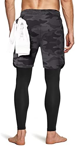 Aolesy Мъжки Панталони за Джогинг 2 в 1, Компресия Панталони за Тренировки във фитнеса за Мъже, Спортни Спортни Панталони
