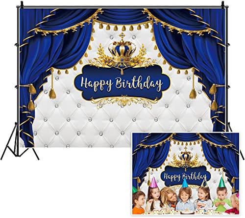 Yeele 5x3ft Малкият Принц Фон за Парти по случай рождения Ден на Царски Син със Злато, Отглеждани Фон за Снимки честит Рожден