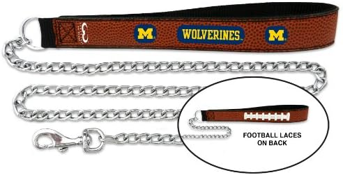 Футболен Каишка NCAA Michigan Wolverines от кожа с Верига 2,5 мм, Средни