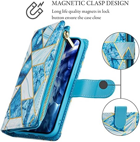 Чанта-портфейл UEEBAI за iPhone 13 Pro Max 6,7 инча, реколта чанта от изкуствена кожа с магнитна закопчалка, геометрична