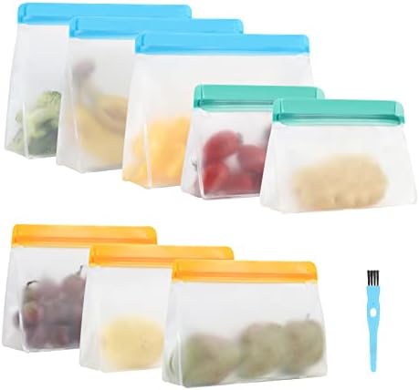Опаковки за многократна употреба, за съхранение на продукти ElifeAcc, 8 опаковки, които НЕ съдържат BPA, Стоящ Пакети