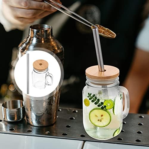 Hemoton 1 Комплект Стъклени Буркани Mason Jar, Прозрачни Стъклени Чаши с капак, Чаши за Кафе с лед, Чаши с Соломинкой,
