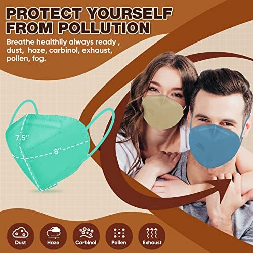 Маски за лице XDX KN95, за Еднократна маска за мъже и жени в индивидуална опаковка, 5 слоеве на Дишането и удобни цветни маски, ефективността на филтрация ≥ 95% (Среден ра?