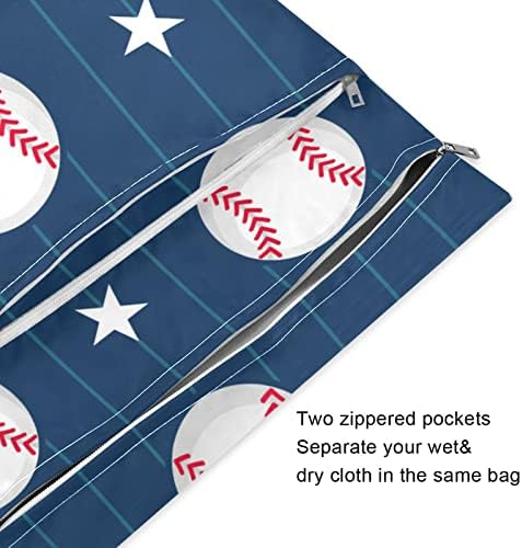 Тъканни Мокри и Сухи Чанти за Памперси susiyo, Бейзболни Водоустойчив Многократна употреба Мокри Чанти с Два джоба с