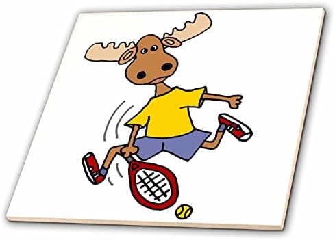 3D Забавен Сладък Лосове, Играе Тенис, Спортна Карикатура - Плочки (ct_353500_1)