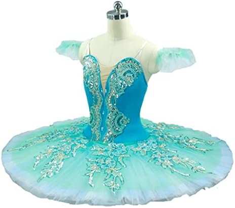 DSHDB Професионален Балетен костюм за сценичното представяне под формата на небето-синьо палачинки, женски (Цвят: цвят на изображението,