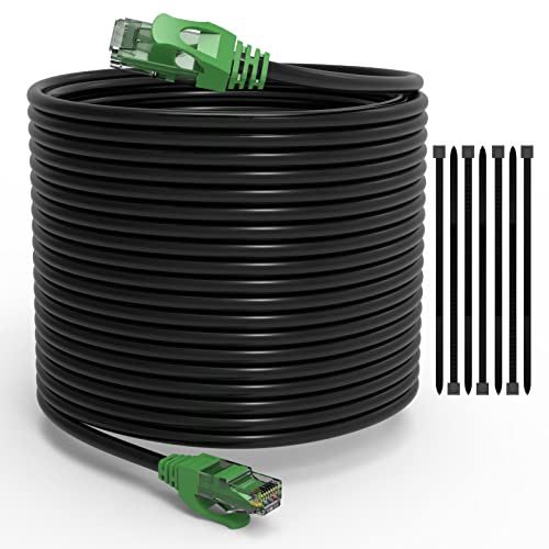 350 Фута Външен Ethernet кабел Cat6, В Земята, за тежки условия на директно погребение, Пач-кабел 24AWG CCA, POE, UTP, Водоустойчив,