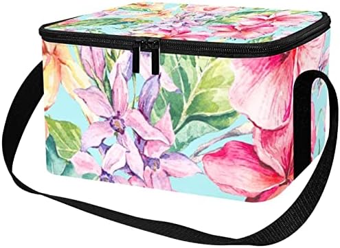 Дамски Чанта за обяд GUEROTKR, Кутия за Обяд за мъже, Дамски Кутия за Обяд, тропически розово цвете, листата на растенията с чертеж