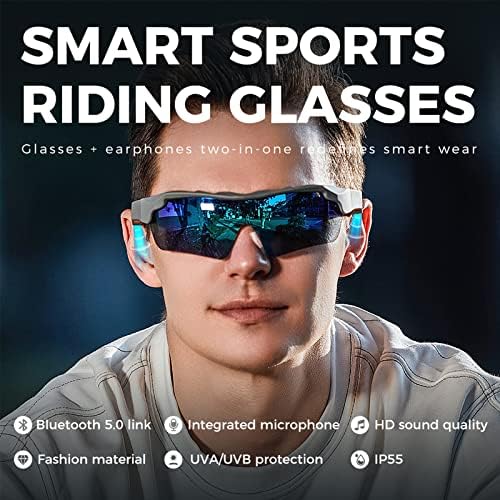 Спортни слънчеви очила LOOKIAM с Bluetooth, Колоездене, очила с UV400 Bluetooth слушалки, без притурки за слушане на стереомузыки