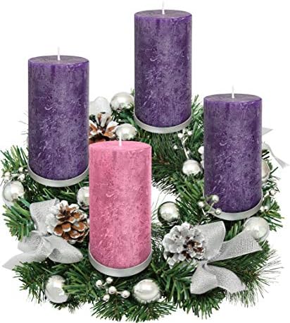 Комплект от 4 Коледни Свещи в селски стил – Столповые Адвент -Свещ - Произведено в САЩ - Коледни Адвент-Свещи за