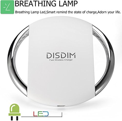 Бързо безжично Зарядно устройство, Дихателна лампа DISDIM [Рамка от алуминиеви] Чи Fast Wireless Charger зарядно