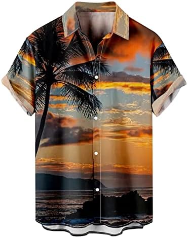 Хавайски Ризи за Мъже С Къс Ръкав, Ежедневни Летни Ризи с Тропически Цветен Модел, Свободен Cut, Плажни Върховете на Копчета,