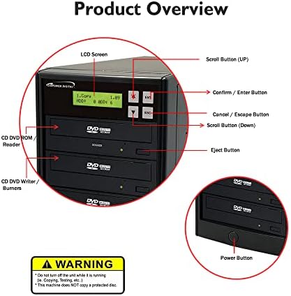 Оптични устройства Vinpower Digital Standard 1-5 Target 24x CD DVD Disc Duplicator Tower SATA - Черен