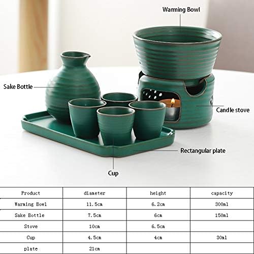 Набор от саке Lhh с грелкой, Керамични Чаши за Саке Традиционен Керамичен Комплект горещо Саке, 7 бр. Включва 1 чиния, 1