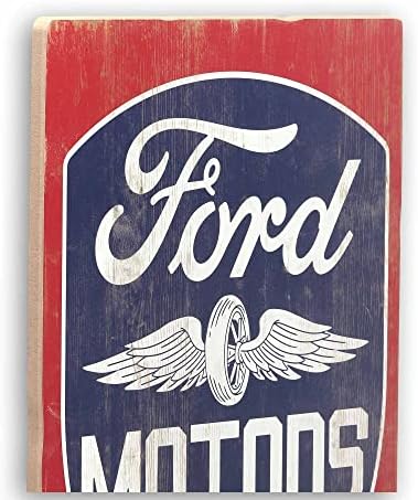 Отворени Пътни Марки на Ford Motors С 1903 година Ретро Декор на Стени от Дърво - Изтъркан Знак на Ford за Мъжки Пещери или Гараж