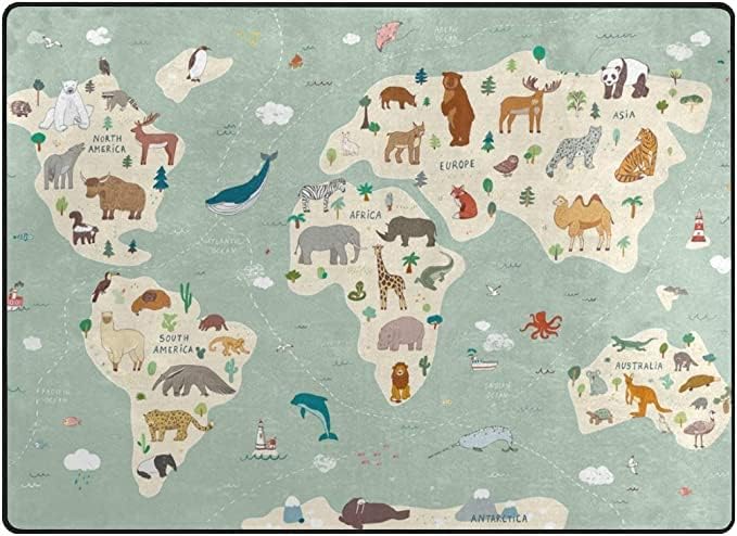 Vantaso Меки Поролоновые Подложки за Детска Карта на Света Животни Нескользящие Слот Подложки за Деца, Момчета и Момичета,