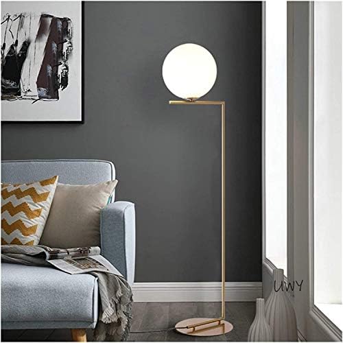 Модерен Метален Led Outdoor лампа HIGOH, Лампа-Поставка с Матирано Стъкло Топка, Лампи за четене, за Хол, Спалня