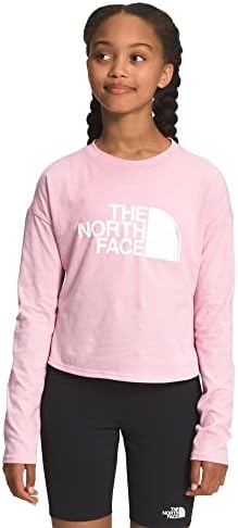Тениска с графичен дизайн за момичета THE NORTH FACE с дълъг ръкав, Камея Розов цвят, по-Голям размер