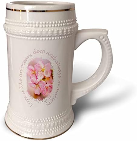 3розные розови цветя сакуры - Разцъфваща череша. Любовта е като океан ... - Чаша за стейна на 22 унция (stn-362090-1)