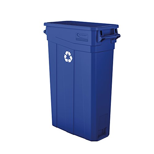 Търговска Тънък Полипропилен кофа за боклук Suncast обем 23 литра с логото на Рециклиране, синьо