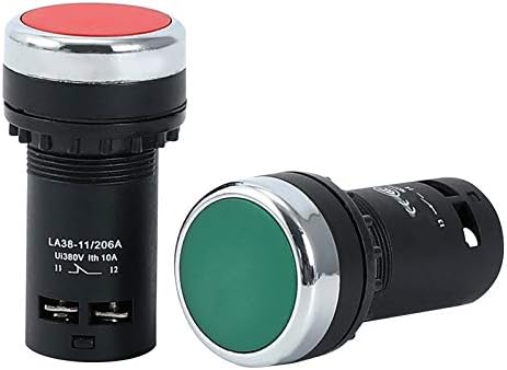 WAAZVXS 22 мм Икономичен LA38-11/206А Бутон превключвател, дръжка за носене, Превключвател за Аварийно спиране, Нормално Отворен + Нормално затворен (Цвят: червен)