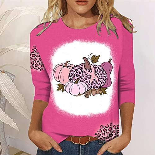 Xiloccer, Чубрица Коледни Блузи, Дамски Ежедневни Модни Тениски с кръгло деколте и ръкав Три Четвърти, Тениска