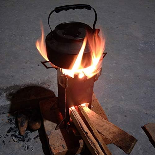 Hemoton Външна Печка на дърва, От Неръждаема Стомана Сгъваема Дърво Туризъм Печка Инструмент за Приготвяне на