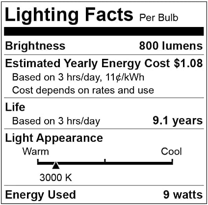 Euri Lighting EA19-6000e-4 led A19, 3000 К, с регулируема яркост, 9 W (еквивалент на 60 W) 800 lm, Средна
