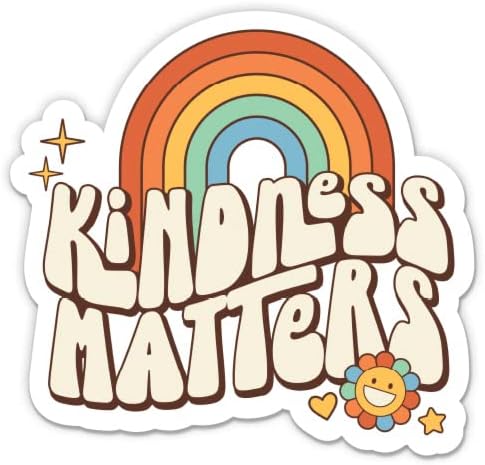 Стикер Kindness Matters - 5 Стикер за лаптоп - Водоустойчив Винил за колата, телефон, бутилки с вода - Ретро Розова Завийте Стикер Be Kind