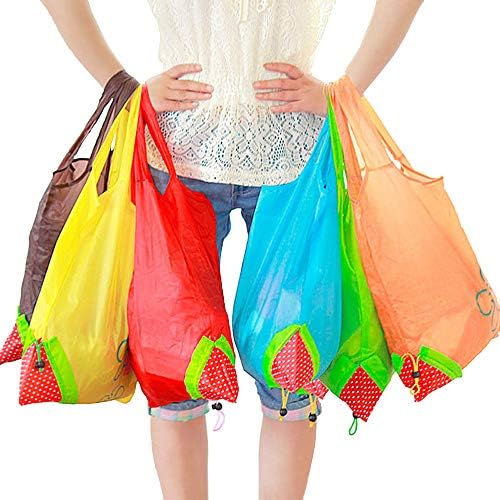Сгъваема чанта-тоут Muka 10ШТ с Ягоди, Торби за Многократна употреба за пазаруване в Хранителни магазини, Леки и Преносими, Различни